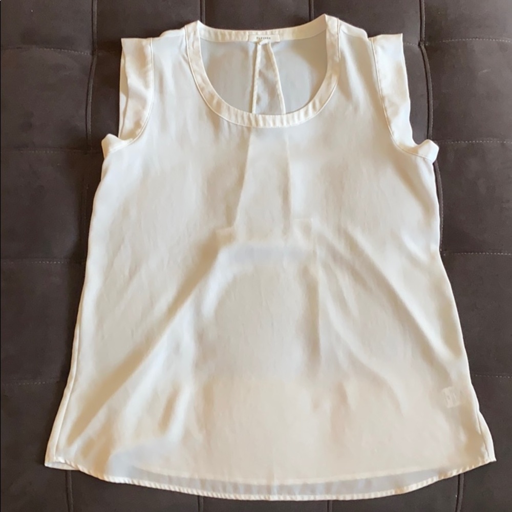 Cream/White Polyester Sleeveless Blouse